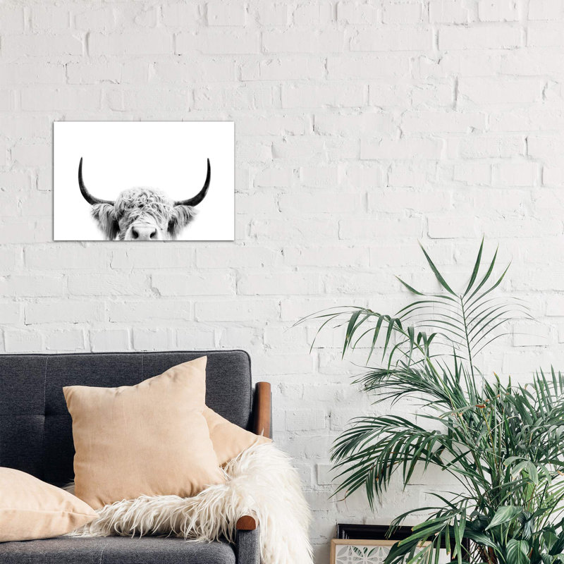 Peeking Cow - Wrapped Canvas Print, Wrapped Canvas, 66.04 cm H x 45.72 cm W x 3.175 cm D