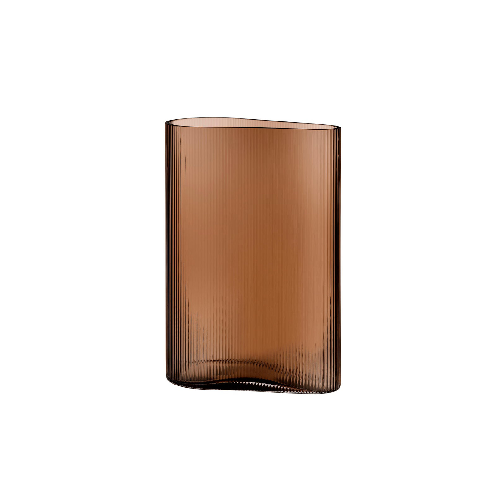 Mist Handmade Lead Free Crystal Table Vase, 11.41" H x 8.07" W x 4.33" D, Caramel