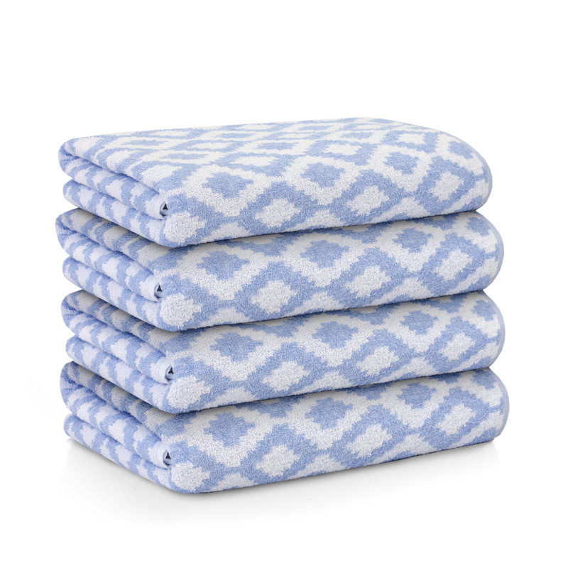 Serviette de bain jacquard Fibertone par 1888 Mills, losange, 30 x 60, 13,00 lb / dz, Bleu