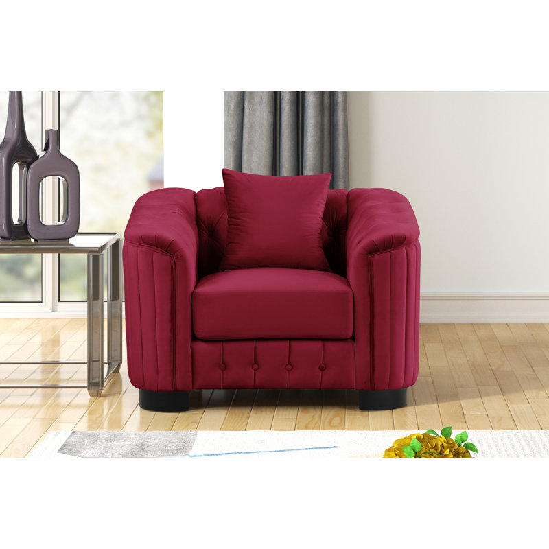 Fauteuil d'appoint Modern, Velours bourgogne