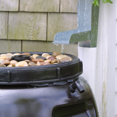 Great American Rain Barrel 60 Gallons Weather Resistant Plastic Drainable Dual Overflow Planter Rain Barrel