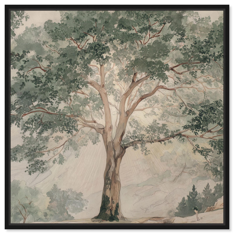 «Emanating Branches I», art floral rétro par Art Remedy, H 13 po x l 13 po, Cadre flottant, Noir