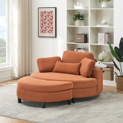 Living Room Leisure Round Single Sofa + Creative Crescent Storage Ottoman Combination