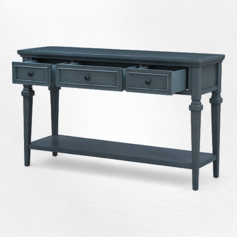 Omeara 50" Console Table,entryway table,Sofa Table with three top drawers, Navy