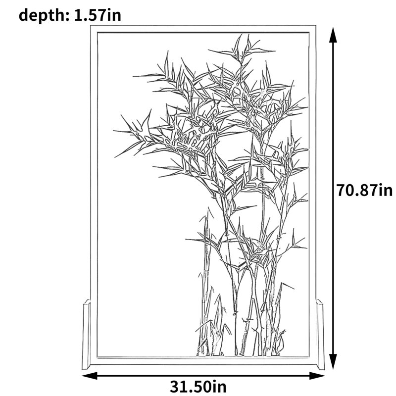 Diviseur d'ombre à encre en bambou, H 70,87 po x l 31,5 po x P 1,57 po
