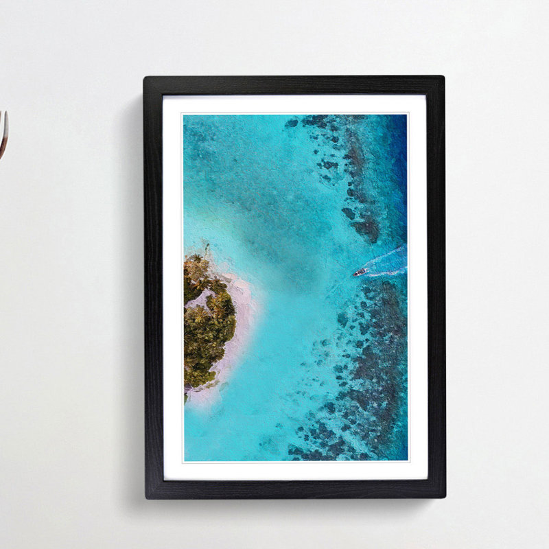 Alifu Alifu Atoll in the Maldives 1 Piece Single Picture Frame Wall Art, 63cm H x 45cm W x 2cm D, Black Framed