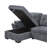 95"W Gray Woven Fabric Reversible Sleeper Sectional Sofa With Storage Chaise Cup Holder Charging Ports And Pockets-1157360269-1157360271
