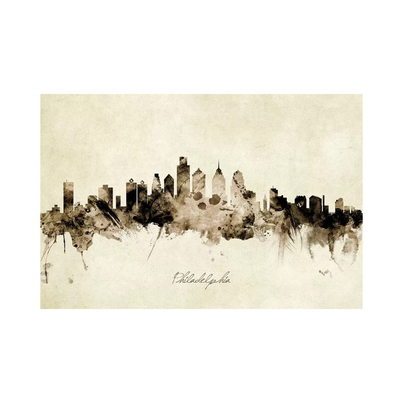Philadelphia Pennsylvania Skyline by Michael Tompsett - 1 Piece Wrapped Canvas Wall Art, 66.04 cm H x 45.72 cm W x 1.91 cm D