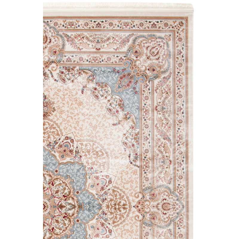 Tapis oriental crème / bleu clair Blakeston Bambu, Rectangle 8 pi x 10 pi