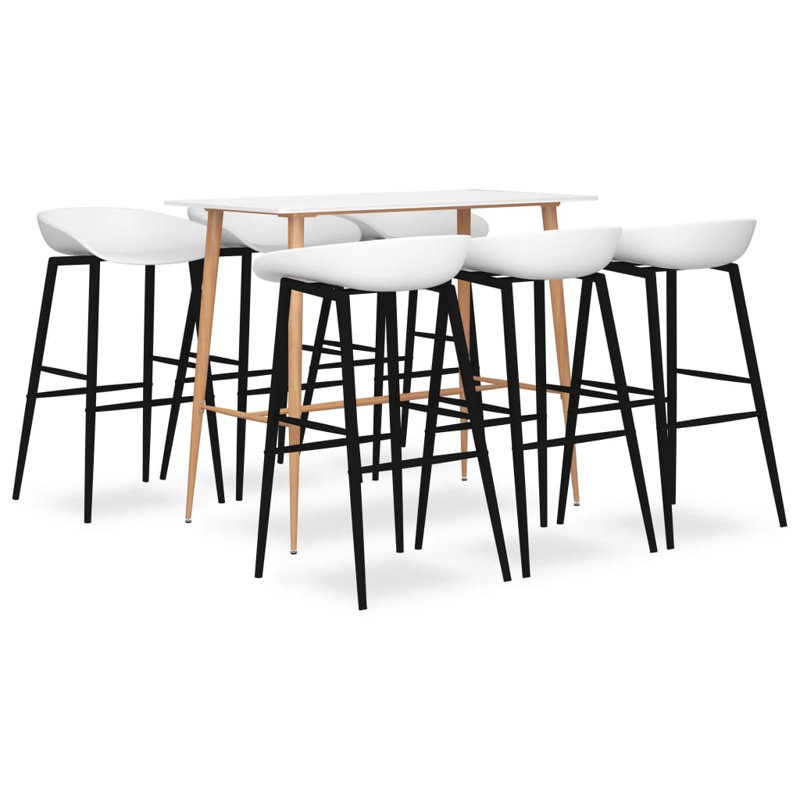 Barlow 6 - Person Dining Set, White/Black, White