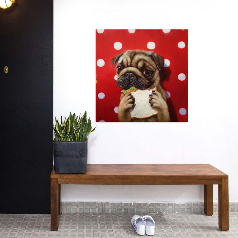 Art contemporain pugalicieux pour chien, H 32 po x l 32 po