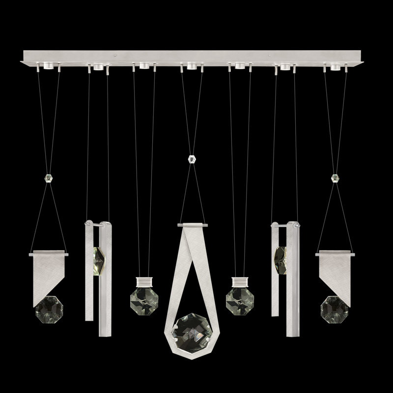 Luminaire suspendu linéaire l 60 po Aria 1,2,3,4, Argent brossé
