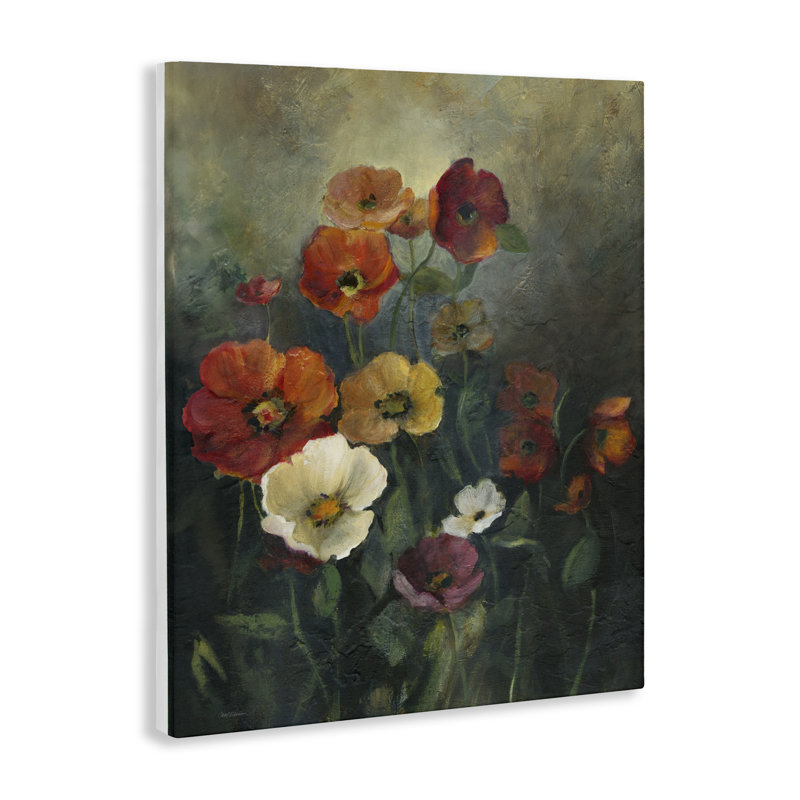 Toile de coquelicots à l'aube, design par Carol Robinson, H 20 po x l 16 po