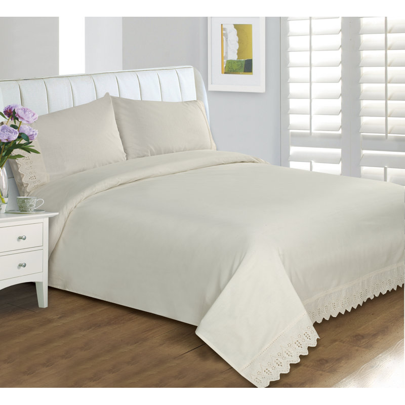 Ensemble de draps , Ensemble de draps pour lit simple avec deux taies , Crème