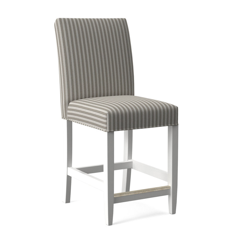 Manhattan Upholstered Stool with Solid Wood Frame, Frost White Finish, White Performance Fabric; 0851-94