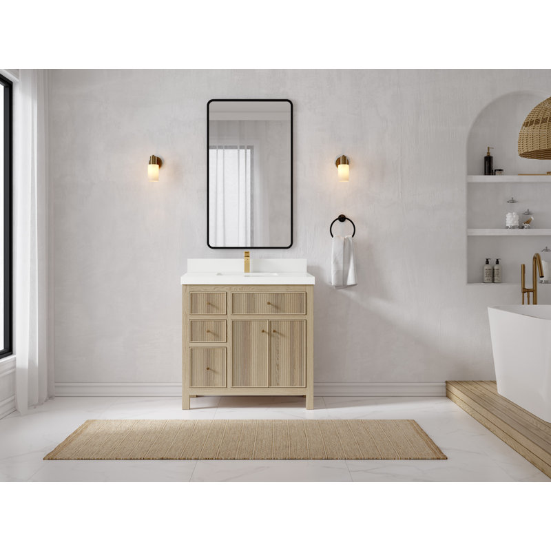 Ensemble de meuble-lavabo simple 36 po Hilmont, Blanc, Beige