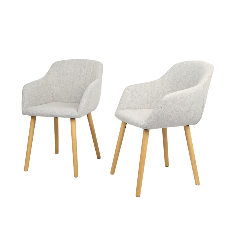 48cm H Premium Textured Woven Linen Upholstered Upholstered Back Armchair, Grey