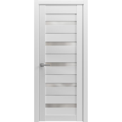 Solid French Pre-Hung Door Frosted Glass | Quadro 4445  | Single Regular Panel Frame Trims Handle | Bathroom Bedroom Sturdy Doors