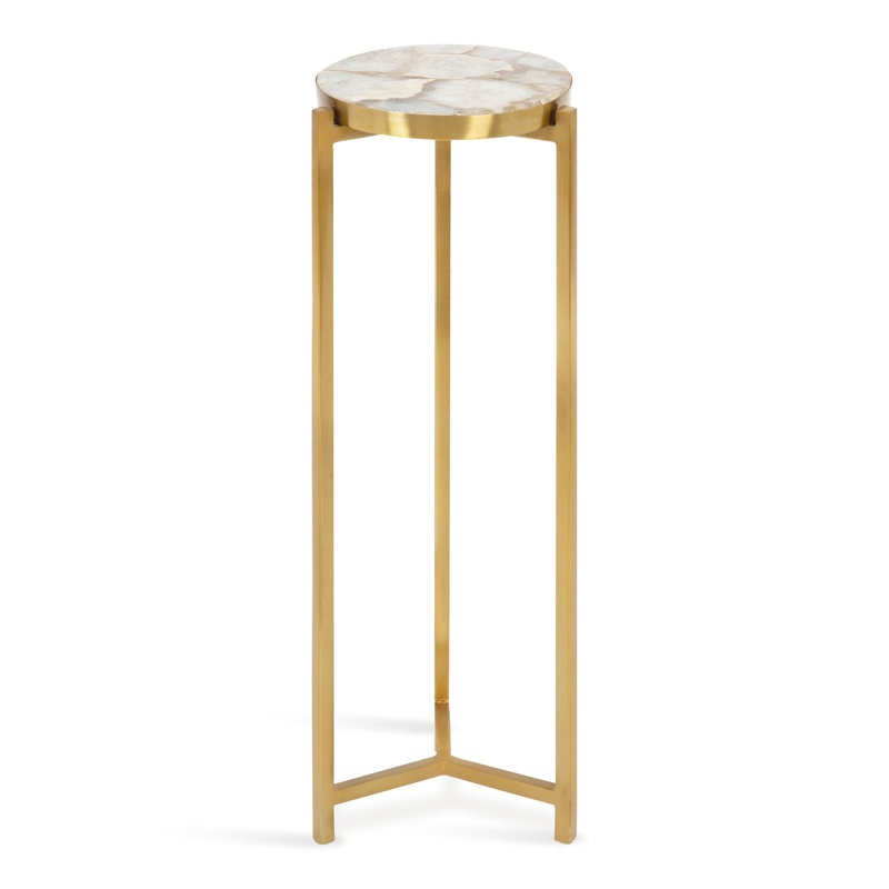 Eveland Round Metal Drink Table, Gold, Natural