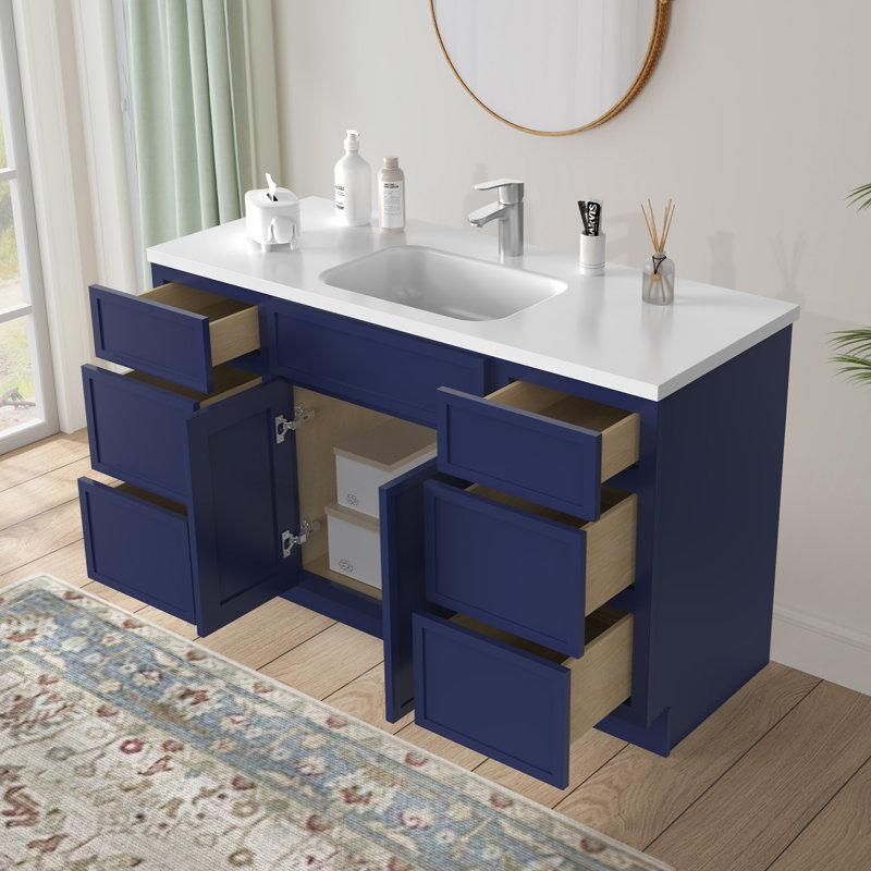 Base de meuble-lavabo simple 54 po seulement, Bleu