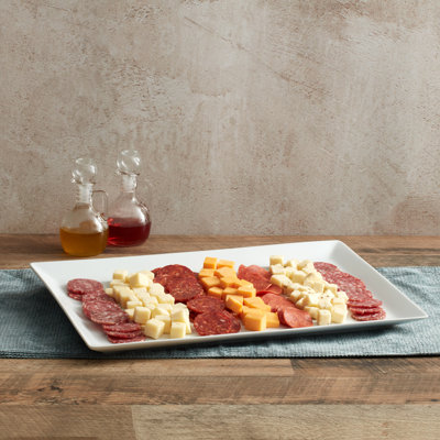 Fitz and Floyd Everyday White Rectangular Rim Serving Platter
