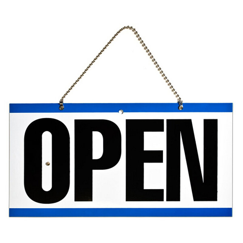 Fixturedisplays® Window Sign Reversible Open Sign Closed Sign Door Sign Suction Cup & Chain 19533