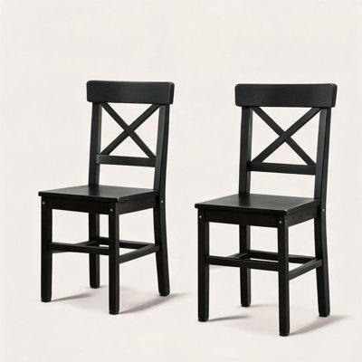 16.25 W x 18.5 D x 34.25 H Dining Table, combining Jet Black Pinewood, 16.2 x 18.5 x 34.2 in, and Pinewood Construction