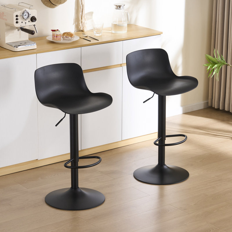 Tabourets pivotants avec dossier Meli, Noir