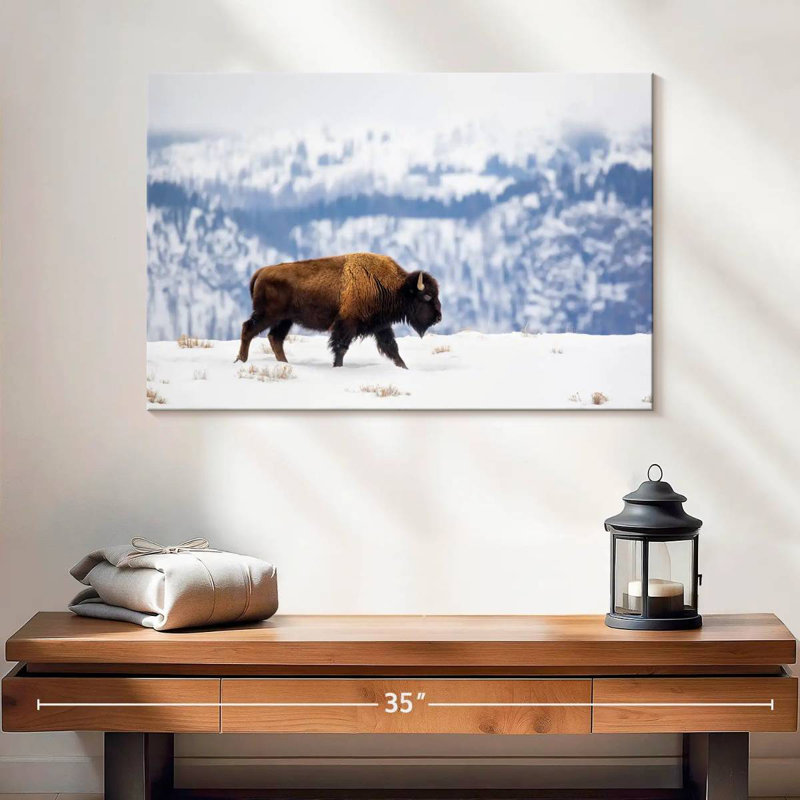 Brampt American Bison During Winter, 16" H x 24" W