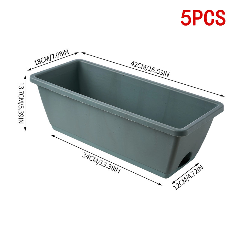 Plastic Outdoor Planter Box, 13.7cm H x 42cm W x 18cm D
