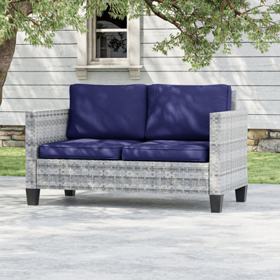 Patio Loveseat Sofa, All-Weather PE Rattan Wicker Set