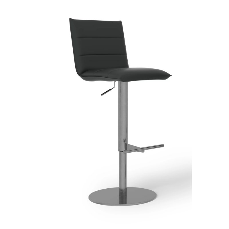 Zahra Swivel Upholstered Adjustable Height Counter Stool with Metal Frame, Black