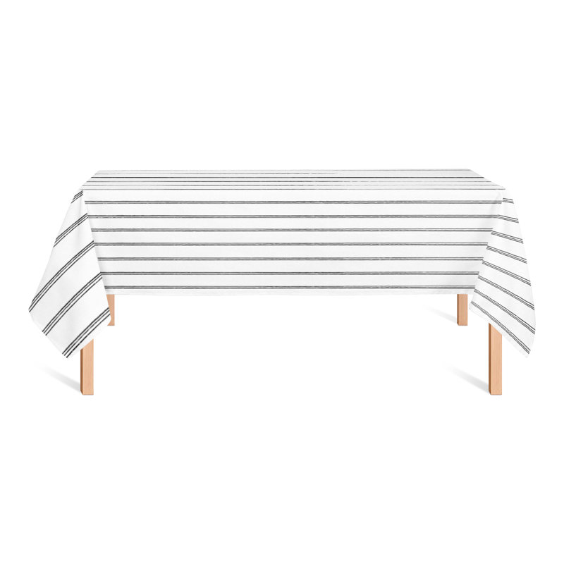 Nappe rayée en polyester, Noir, L 102 po x l 58 po