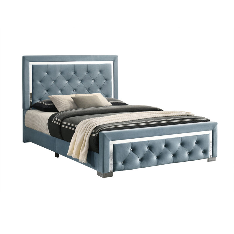 Ozora Upholstered Bed, Single (3'), Light Blue