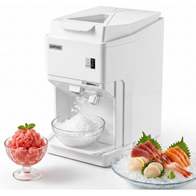 Machine à glaçons commerciale 300LB / H - Machine à neige électrique 500W avec rangement 6L et texture réglable - Broyeur à glace robuste pour la maison, les bars, les cafés, les fêtes, blanc