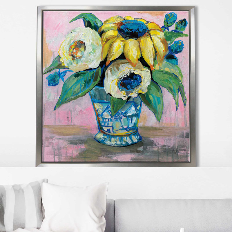 Ginger Jar II - peinture, Cadre flottant argent, H 39,5 po x l 39,5 po x P 2 po