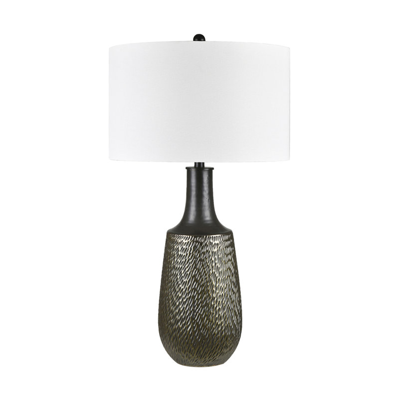 33" Ceramic Table Lamp With White Shade
