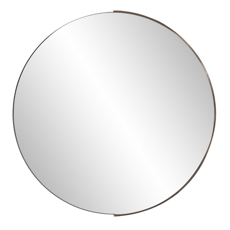Ames Round Stainless Steel Beveled Mirror, Rose Gold