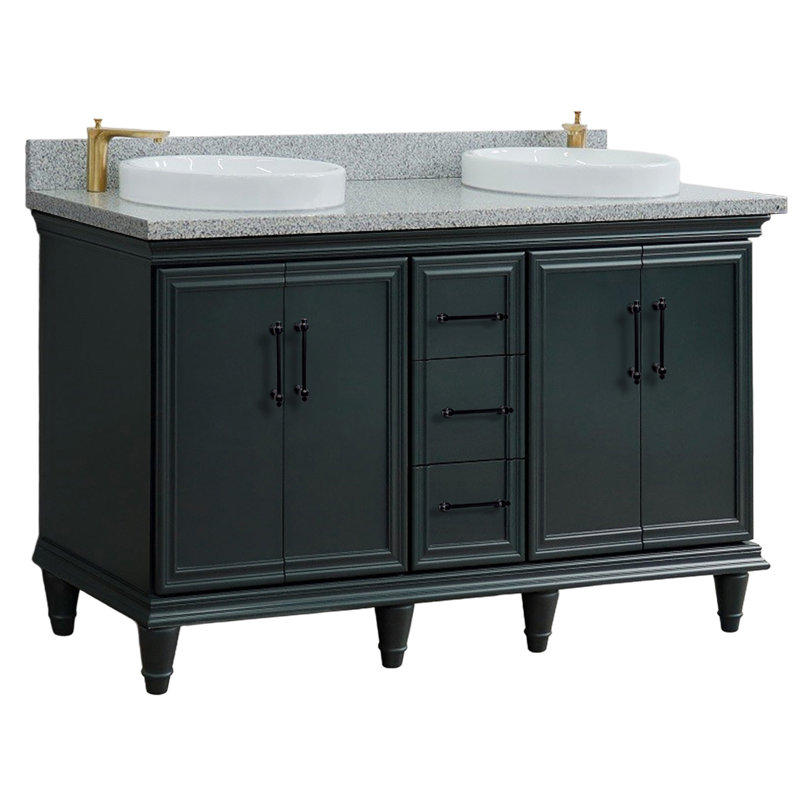 Meuble-lavabo double 61 po, Gris