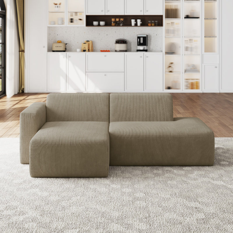 Berlare Modular Corner Sofa, Khaki Corduroy, Left Hand Facing
