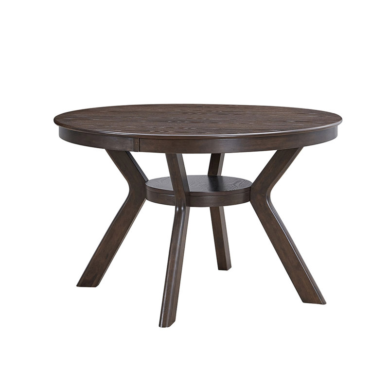 47.24''Round Rubber Wood Dining Table For 4-6 With Wooden Trestle Pedestal Base,Modern Kitchen Wooden Table Dinner Table For Dining Room, Living Room,Brown(1 Table)