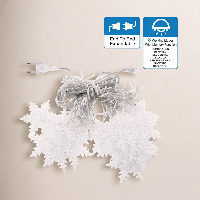 11.5FT 96LED Snowflake String Lights, Warm