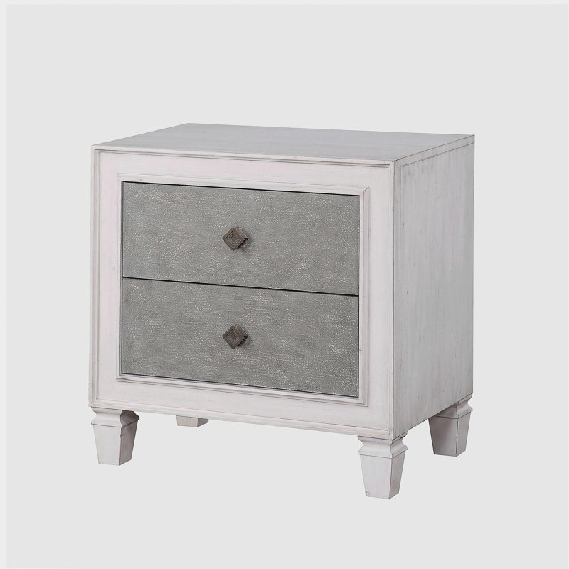 Katia Rustic Gray & Weathered White Finish Night Stand