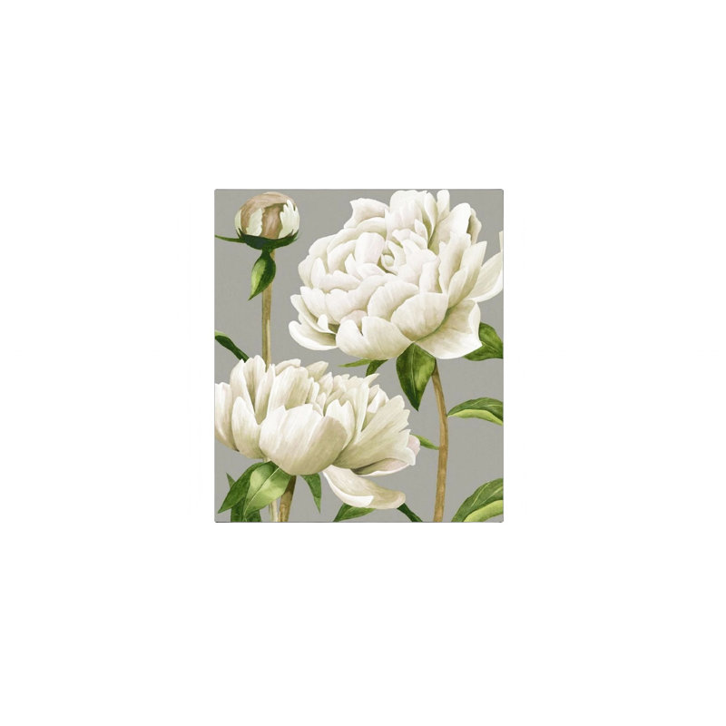 Cadre de support en bois massif de pivoines blanches 18 po x 24 po