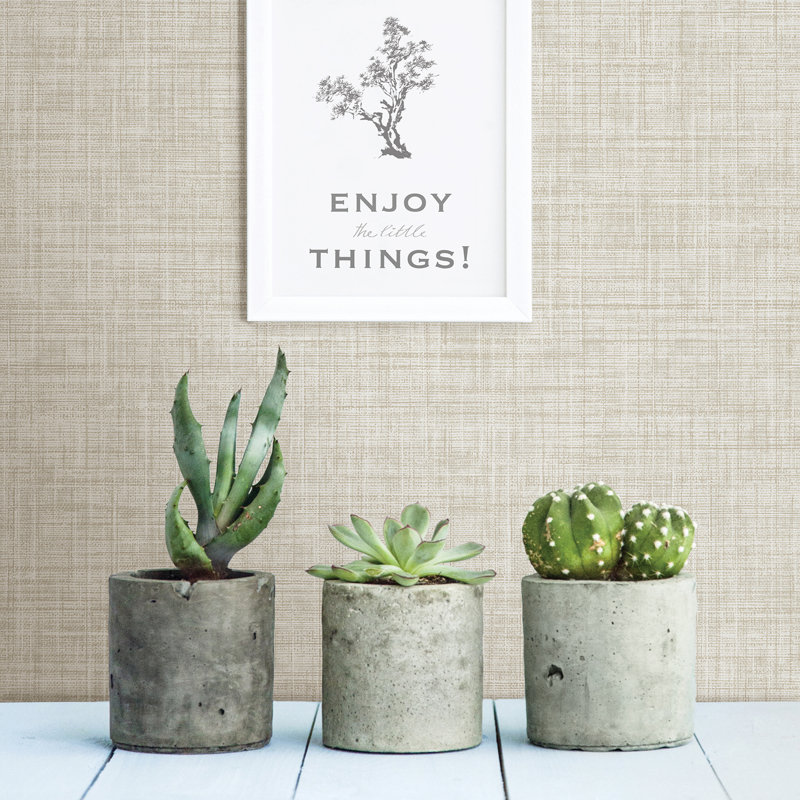 Corrado Linen 10.06m x 52.07cm Textured Semi-Gloss Paste the Wall Wallpaper Roll, Neutral
