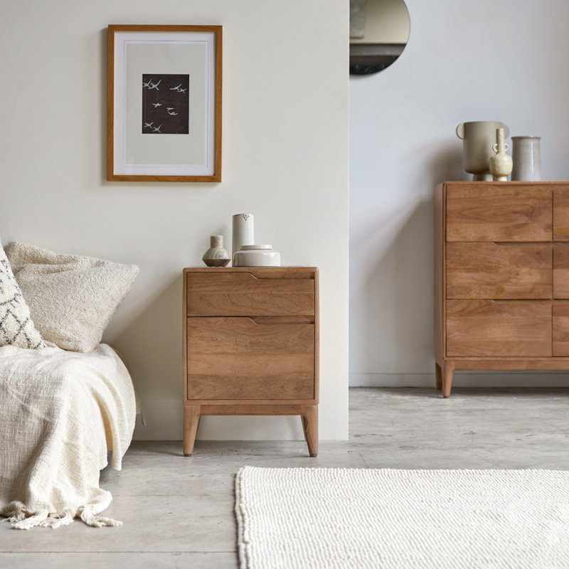 Gabrielle 45cm W Solid Wood Bedside Table