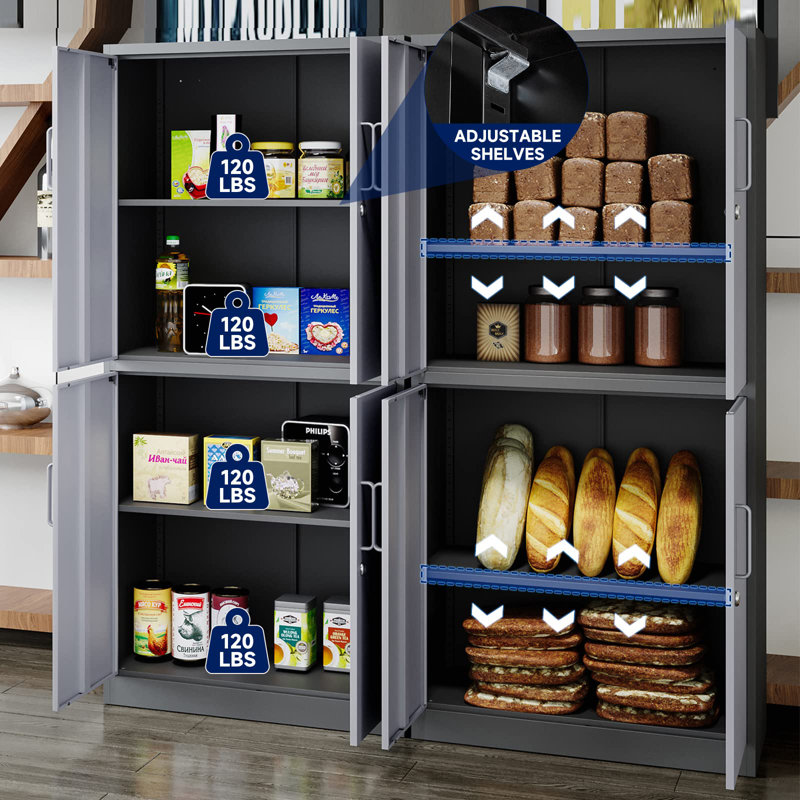 Harraj 32'' Wide 3 - Shelf Storage Cabinet, Gray/Black
