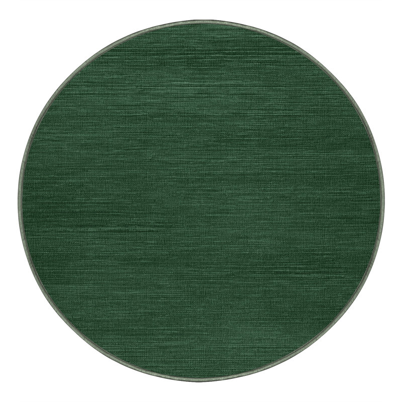 Machine Washable Solid Green Area Rug, Round 5'