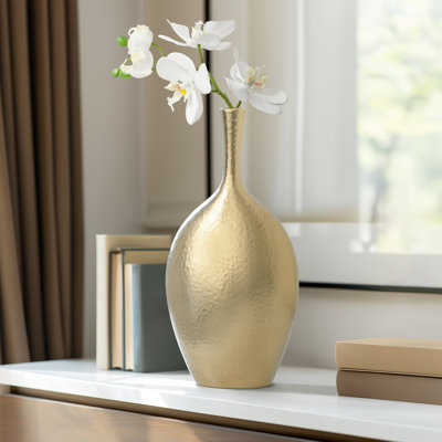 Vase décoratif en céramique or satiné 12 "Kuba