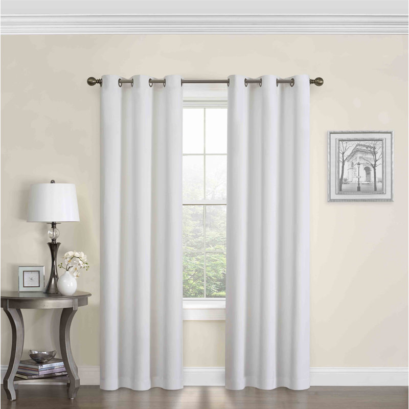 Eclipse Microfiber Blackout Grommet Curtains, Solid Thermaback Window Curtains for Bedroom, Kids Room, or Nursery (1 Panel), 42 In wide x 95 In long, Peacock